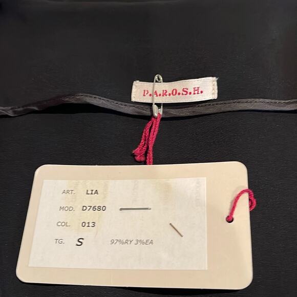 P.A.R.O.S.H. Sleeveless Faux Wrap Ruffle Dress Black Size S - Picture 10 of 13